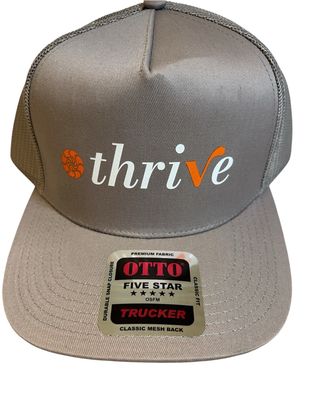 OTTO Five Star “Thrive” Trucker Cap Grey Snapback Hat NWT Streetwear Mesh Hat
